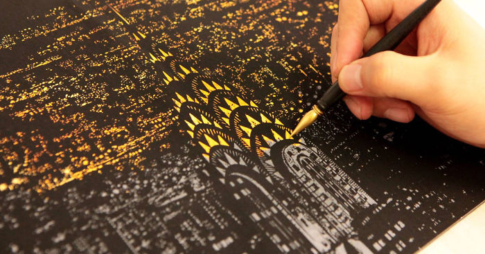 Coloring Book Alternative Lets You Scratch Off Surface To Reveal Beautiful Nightscapes