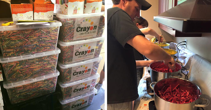 Dad Finds Brilliant Way To Reuse Leftover Crayons From Restaurants And Schools