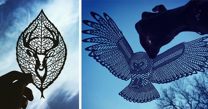 I Handcut Paper Animals And Use The Sky To Bring Them To Life