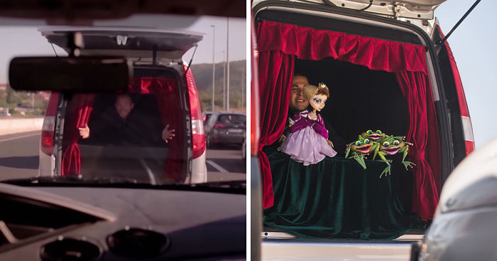 Trunk Theater That Entertains People Stuck In Traffic Jams