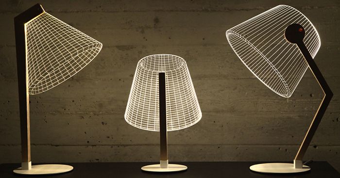 We Made Flat 2D Lamps That Create 3D Optical Illusions When Lit Up