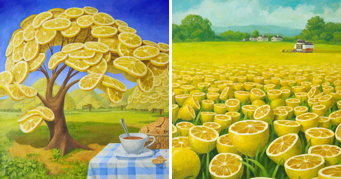 World Full Of Lemons By Surrealist Painter Vitaly Urzhumov