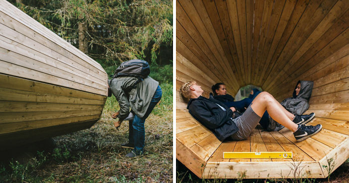 Estonian Students Build Giant Wooden Megaphones To Listen To The Forest