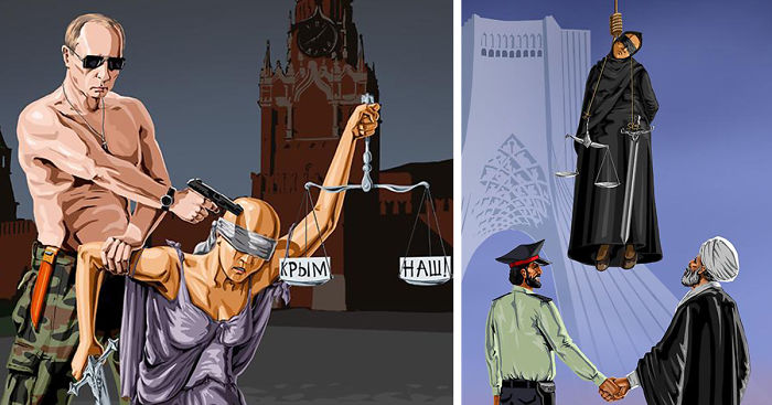 Satirical Illustrations Reveal How World Leaders See Justice