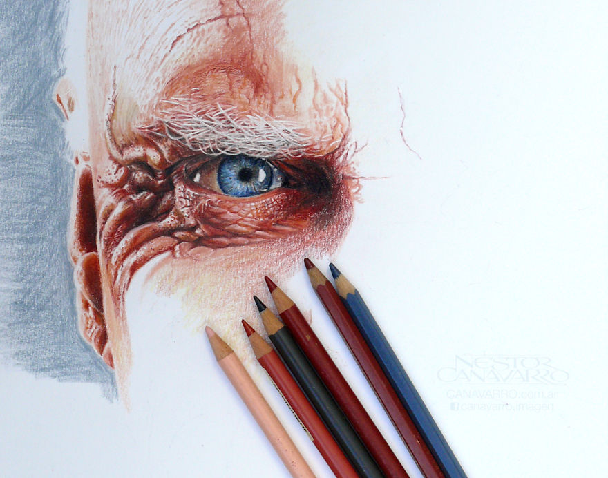 I Spent 50 Hours Drawing Malcolm Mcdowell’s Portrait With Color Pencils