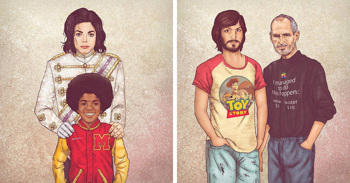 Before & After: Old Celebrities With Their Younger Selves By Fulvio Alejandro