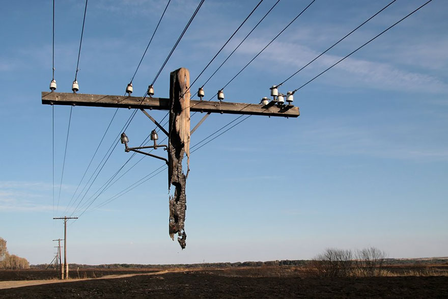Burned-Out Utility Pole
