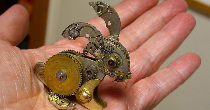 Old Watch Parts Recycled Into Steampunk Sculptures By Susan Beatrice
