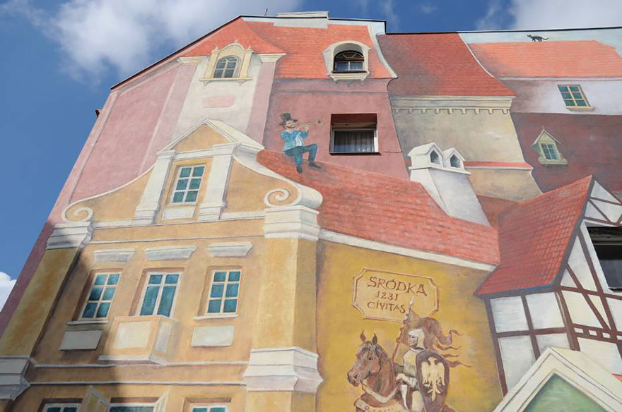 3D Mural In Poznan, Poland, Painted To Remember Historical Market District 3D Mural In Poznan, Poland, Painted To Remember Historical Market District