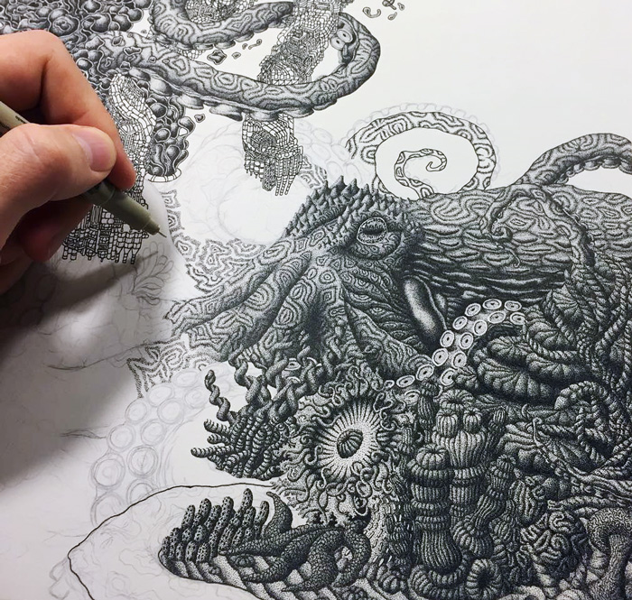 Millions Of Dots Form Intricate Pen Drawings To Raise Environmental Awareness