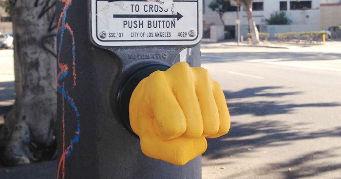 Fist-Bump Your Traffic Pole To Cross The Street Instead Of Pushing A Button