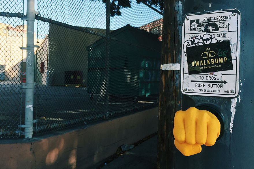 Fist-Bump Your Traffic Pole To Cross The Street Instead Of Pushing A Button