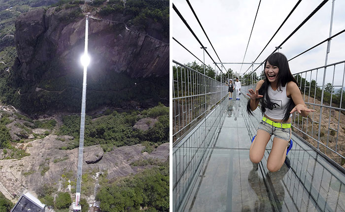 World’s Longest Glass Bridge, 590ft High, Opens In China – Tourists Too Scared To Walk It
