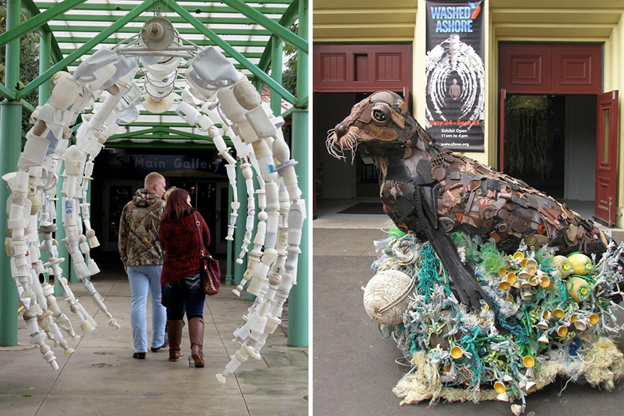 13 Giant Sculptures Made Entirely Of Beach Waste To Make You Reconsider Plastic Use