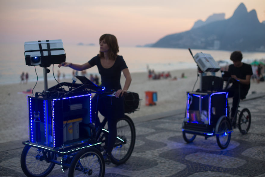 We Create Animated Street Art By Riding Tricycles With Projectors