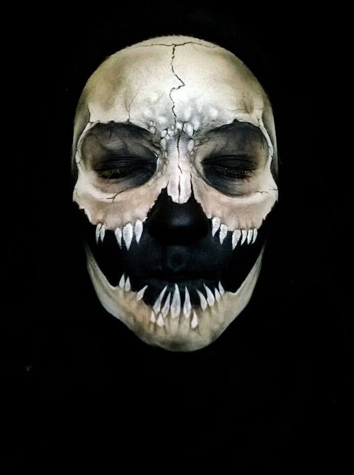 Self-Taught Artist Paints Terrifying Monsters On Faces