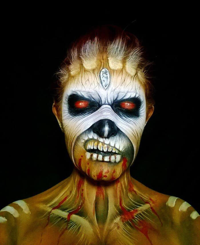 Self-Taught Artist Paints Terrifying Monsters On Faces