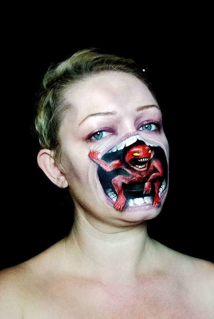 Self-Taught Artist Paints Terrifying Monsters On Faces