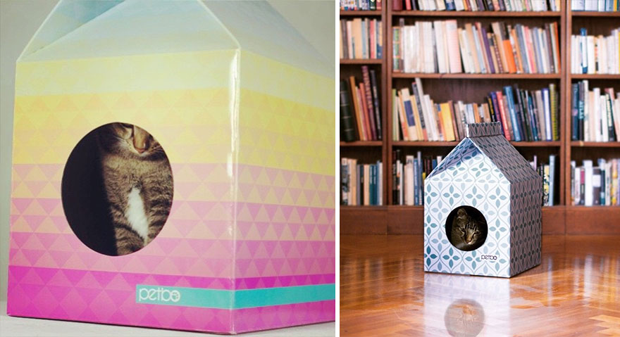 These Eco-Friendly Cat Playhouses Look Like Big Milk Cartons These Eco-Friendly Cat Playhouses Look Like Big Milk Cartons