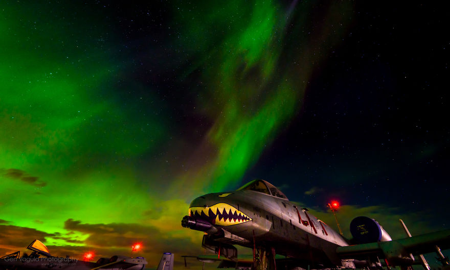 A-10 Warthogs Under The Aurora Borealis In Estonia