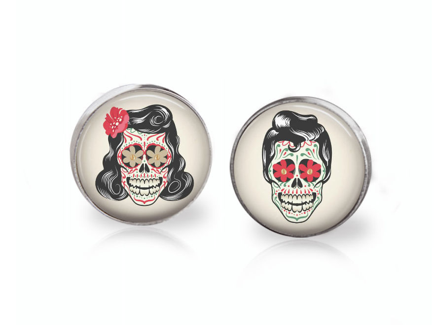 Retro Sugar Skull Cufflinks