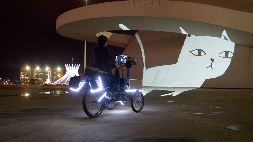 We Create Animated Street Art By Riding Tricycles With Projectors We Create Animated Street Art By Riding Tricycles With Projectors
