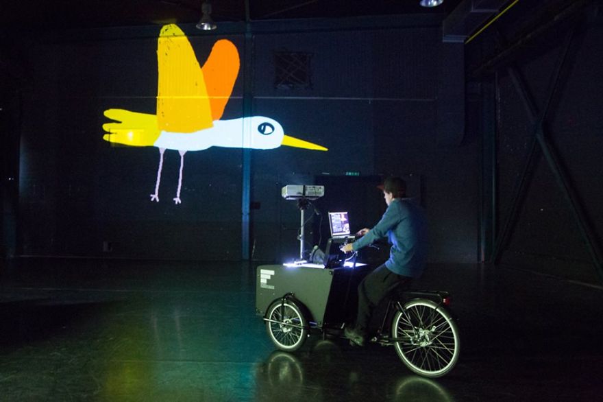 We Create Animated Street Art By Riding Tricycles With Projectors We Create Animated Street Art By Riding Tricycles With Projectors