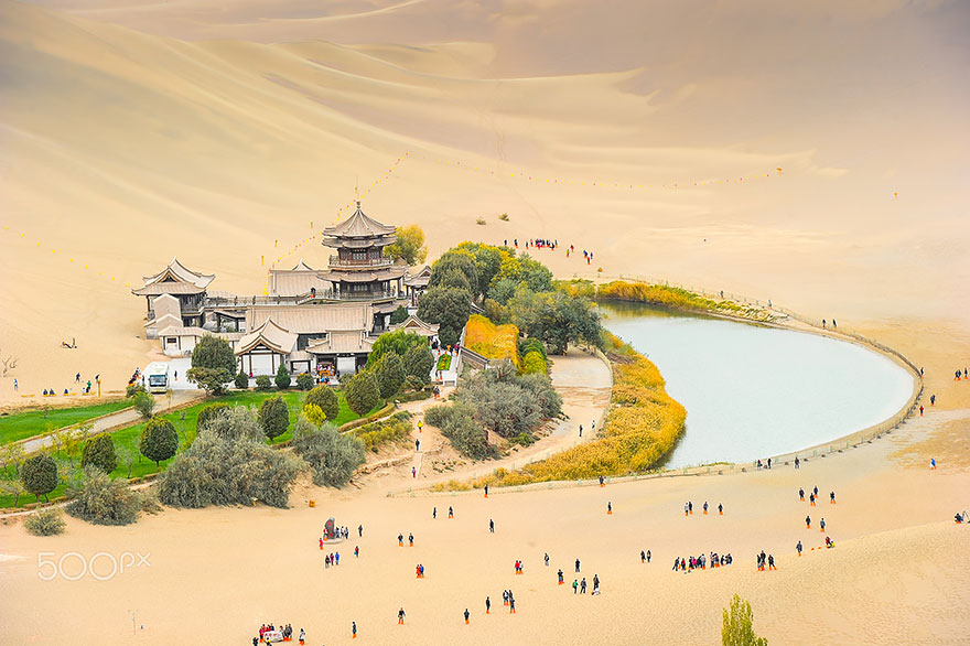 Crescent Moon Lake At Dunhuang