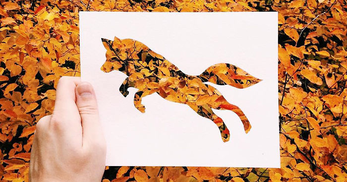 Artist Uses Nature To Color Animal Paper Silhouettes