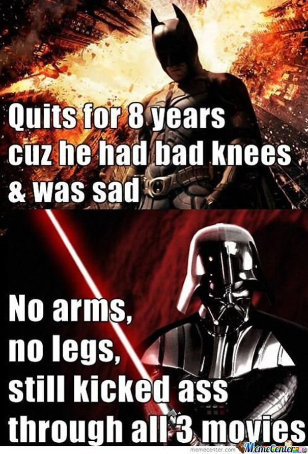 Darth Vader meme comparing resilience with another superhero, showcasing Star Wars humor.