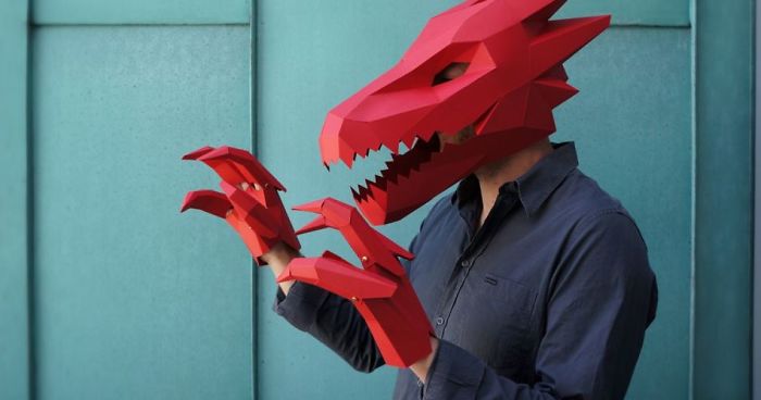 DIY Geometric Paper Masks For Halloween