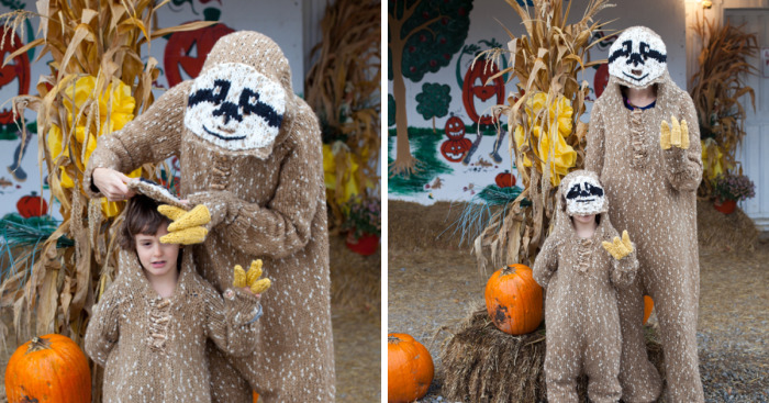 I Made Sloth Onesies For My Son And I To Wear On Halloween