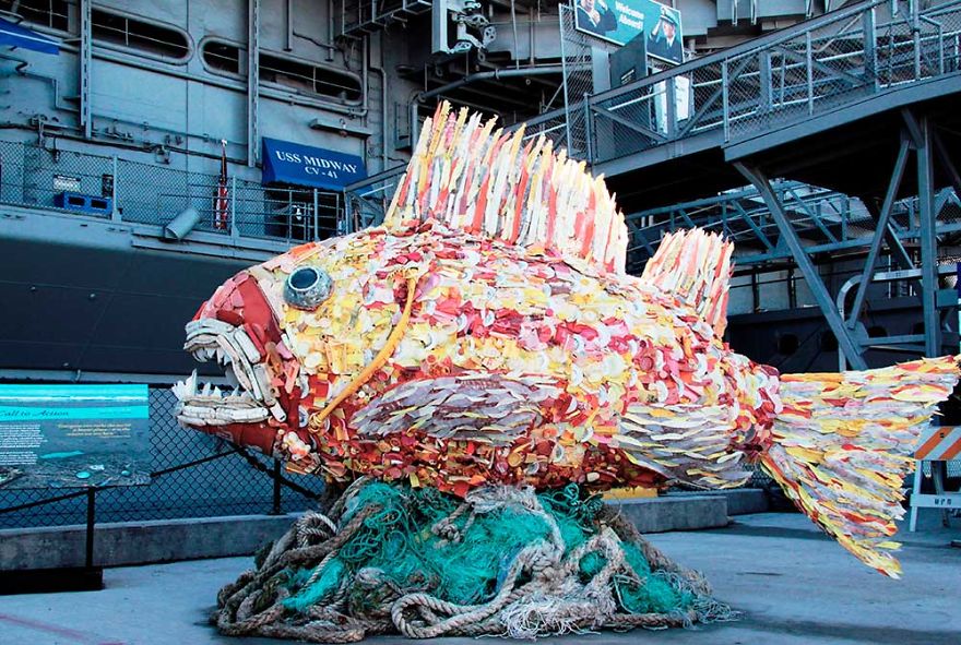 13 Giant Sculptures Made Entirely Of Beach Waste To Make You Reconsider Plastic Use