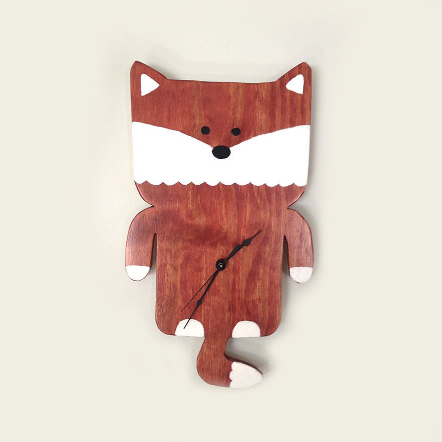 Wooden Fox Clock