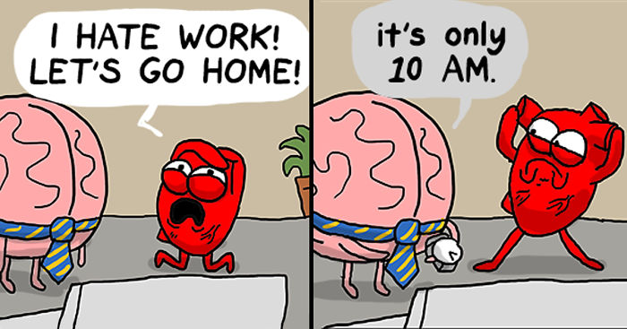 Heart Vs. Brain: Funny Webcomic Shows Constant Battle Between Our Intellect And Emotions
