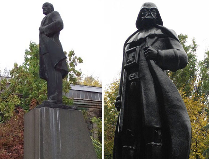 Lenin Statue Turned Into Darth Vader In Odessa, Ukraine