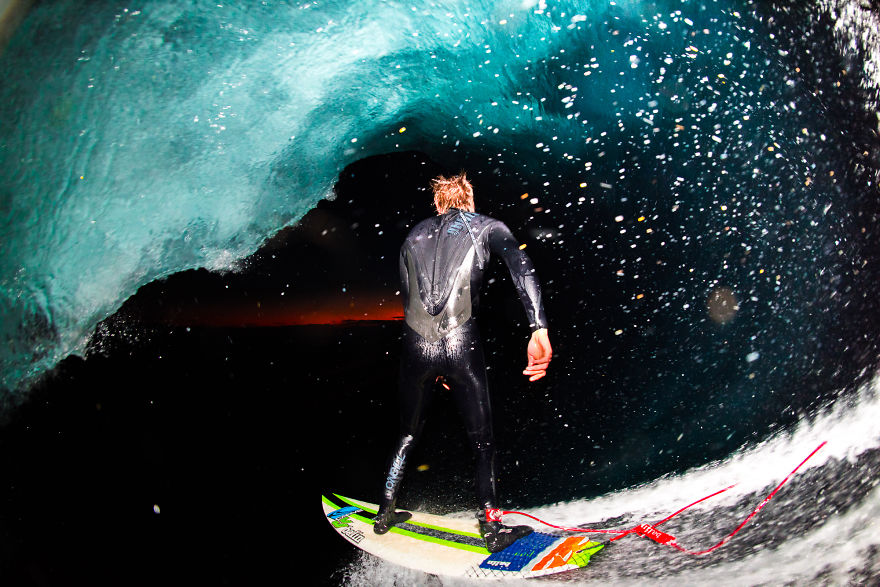 I Photograph Surfers From Inside Barrel Waves At Night I Photograph Surfers From Inside Barrel Waves At Night