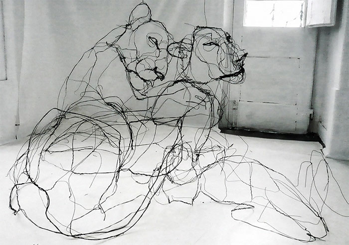 Wire Animal Sculptures That Look Like Scribbled Pencil Drawings By David Oliveira