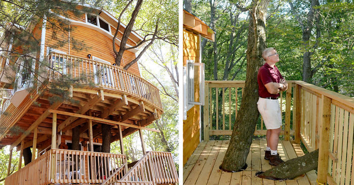 Grandfather Builds Epic 3-Story, 40Ft Treehouse For His Grandkids