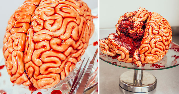How To Make A Red Velvet Brain Cake For Halloween