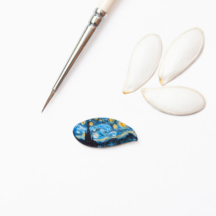 I Paint Famous Paintings On Pumpkin Seeds