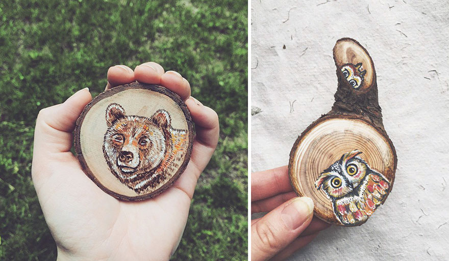 I Quit My Boring Office Job To Start Making Mini Paintings On Recycled Wood