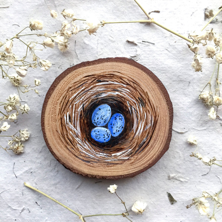 I Quit My Boring Office Job To Start Making Mini Paintings On Recycled Wood