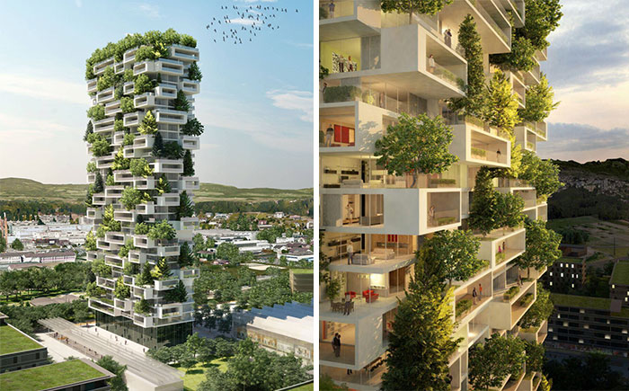 384ft-Tall Apartment Tower To Be World’s First Building Covered In Evergreen Trees