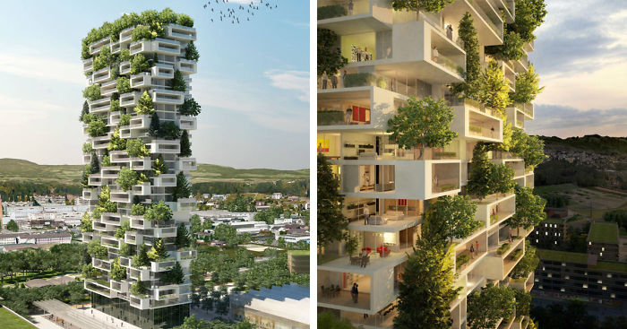 384ft-Tall Apartment Tower To Be World’s First Building Covered In Evergreen Trees