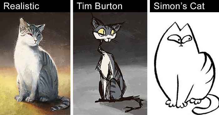 Artist Draws Her Cat In 12 Different Styles From Disney To Tim Burton