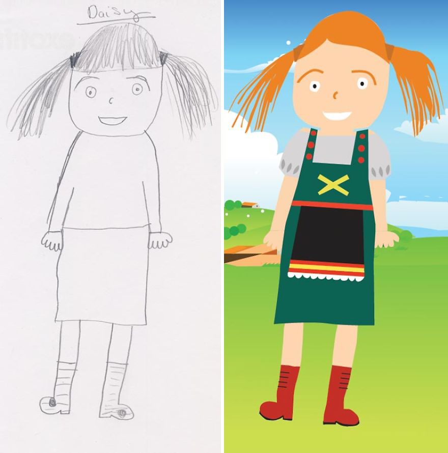 Dad Re-Draws His Daughter's Pencil Sketches