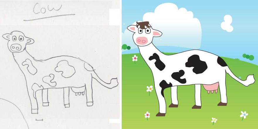 Dad Re-Draws His Daughter's Pencil Sketches