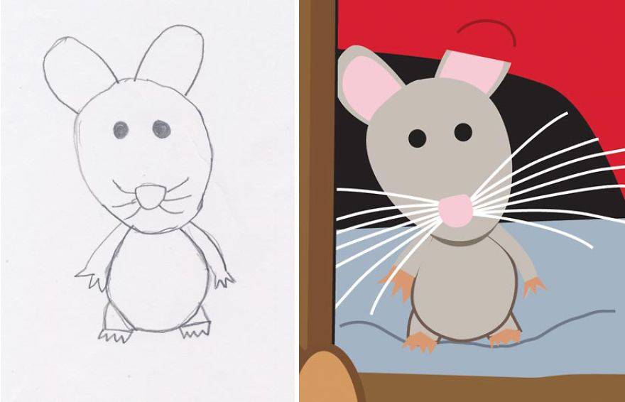 Dad Re-Draws His Daughter's Pencil Sketches Dad Re-Draws His Daughter's Pencil Sketches