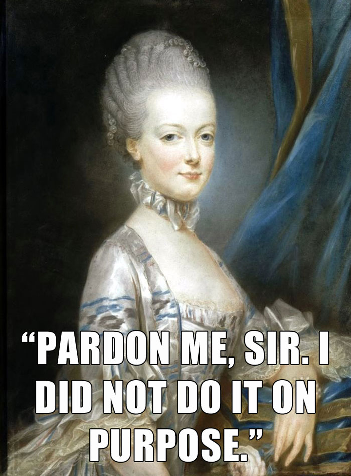 Marie Antoinette’s last words spoken - "PARDON ME, SIR. I DID NOT DO IT ON PURPOSE."